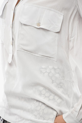 Camicia in Seta con Taschini e Collo Coreano