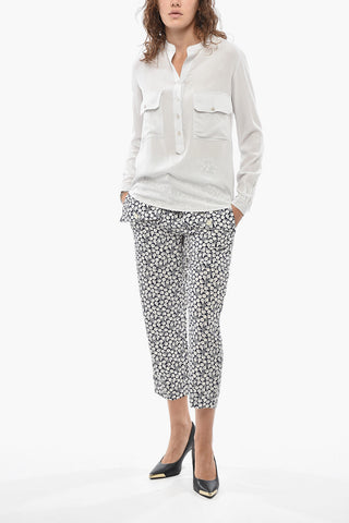 Camicia in Seta con Taschini e Collo Coreano
