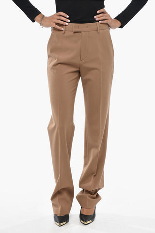 High-Waisted Straight-Leg Wool-Blend Trousers
