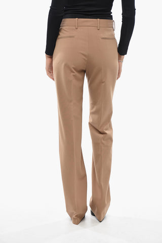 High-Waisted Straight-Leg Wool-Blend Trousers