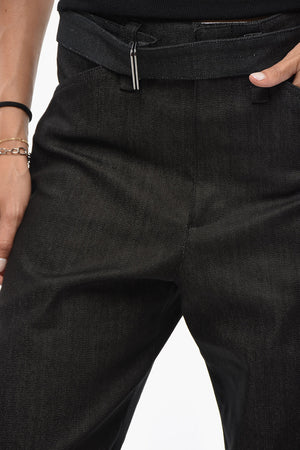 Jeans in Cotone Con Bottoni Alla Caviglia e Cintura 19cm