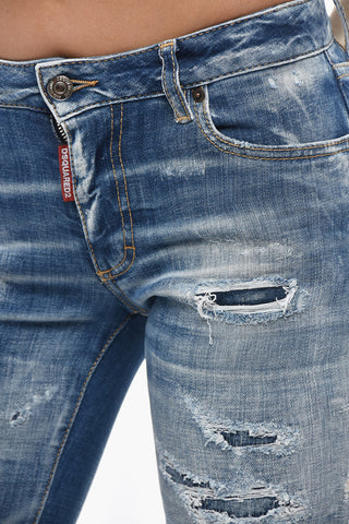 Mid-Rise Distressed Jeans 22cm