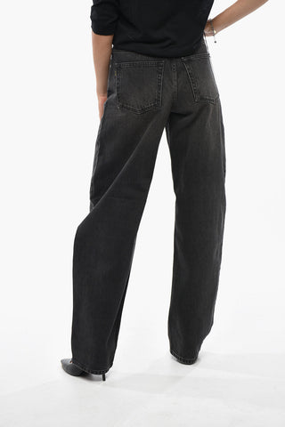 Dark-Wash Jeans with Logo Button 20cm