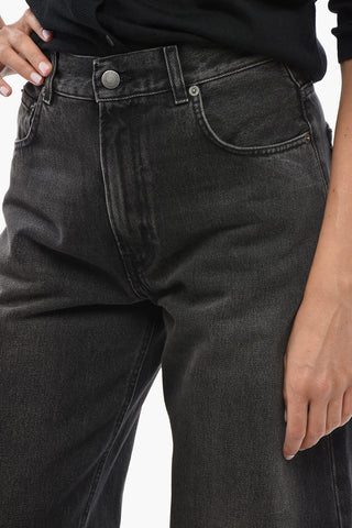 Dark-Wash Jeans with Logo Button 20cm