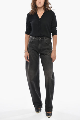 Dark-Wash Jeans with Logo Button 20cm