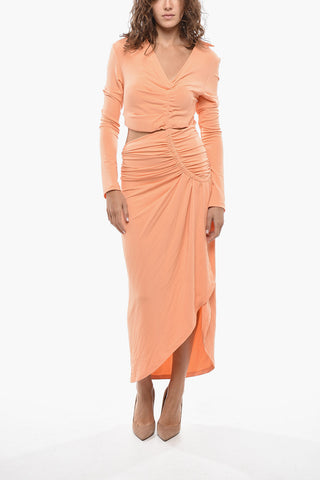 Draped Dress With Cut-Out Details And Side Slit