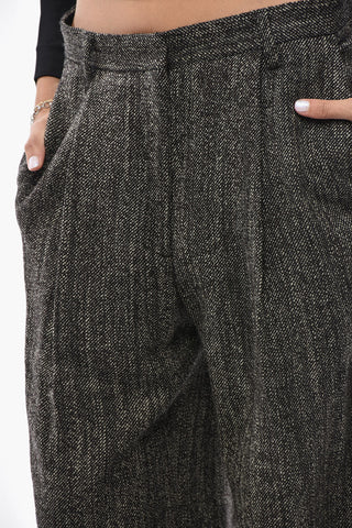 Hochgeschnittene Einfaltenhose Aus Wolle