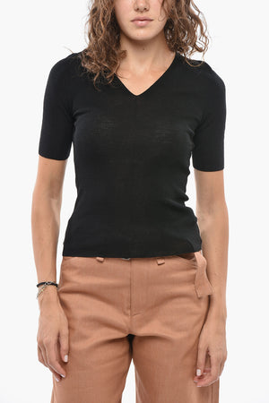Maglia Scollo a V In Lana Merino