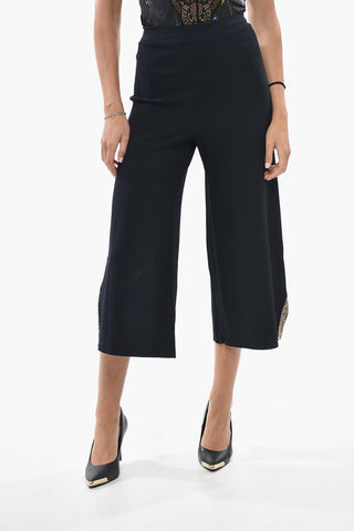 Elasticated High-Waisted Trousers COMPACT with Rhinestone Details