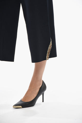 Elasticated High-Waisted Trousers COMPACT with Rhinestone Details