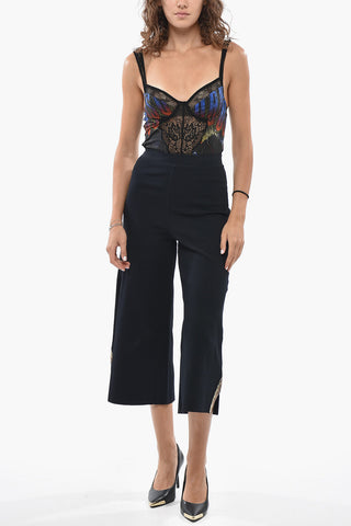 Elasticated High-Waisted Trousers COMPACT with Rhinestone Details