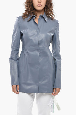Unlined Leather Jacket With Snap Buttons