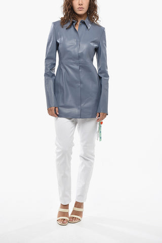Unlined Leather Jacket With Snap Buttons