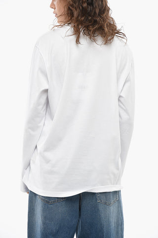 T-shirt Girocollo in Cotone con Logo a Contrasto