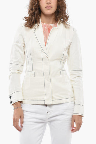 Linen-Blend Blazer KASEY with Visible Seams