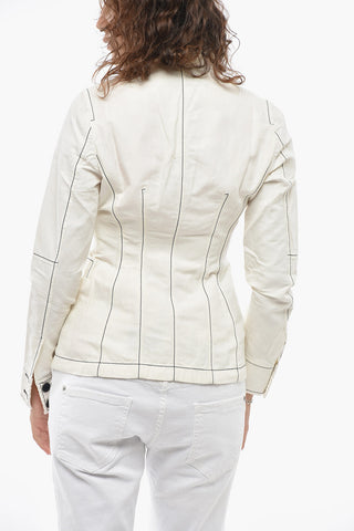 Linen-Blend Blazer KASEY with Visible Seams