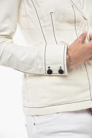 Linen-Blend Blazer KASEY with Visible Seams