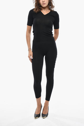 Stretch Leggings With Contrast Side Logo