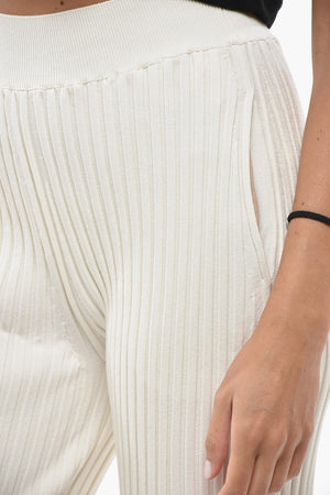 Pantaloni Knit Elasticizzati a Costine