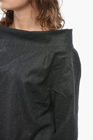 Maglia Scollo a Barca in Lana a Tinta Unita