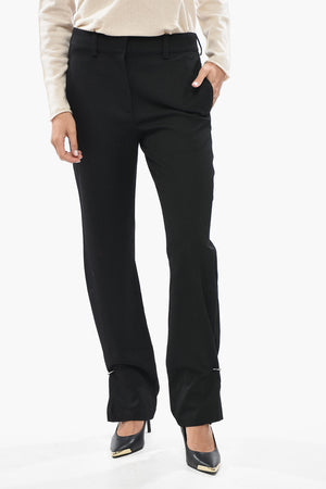 Slim-Fit Cotton Trousers with Ankle Ring Detail