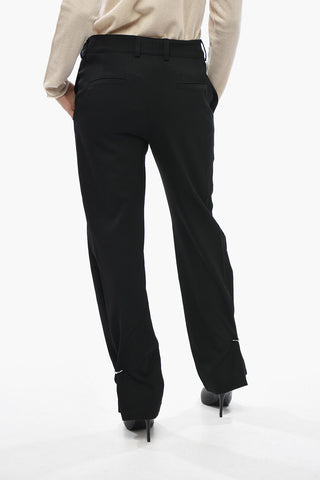 Slim-Fit Cotton Trousers with Ankle Ring Detail