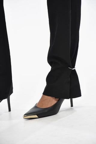 Slim-Fit Cotton Trousers with Ankle Ring Detail