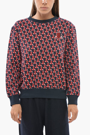 Brushed-Cotton Crewneck Sweatshirt with All-Over Monogram