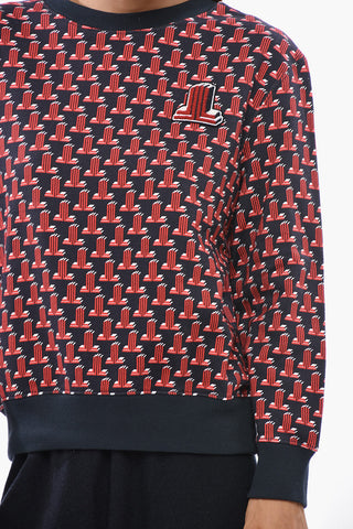 Felpa Girocollo in Cotone Garzato con Monogram All-Over