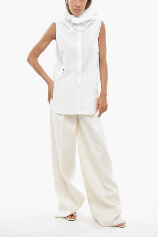 Blusa Senza Maniche in Cotone con Volant