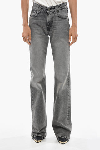 Dark Wash Jeans With Logo Button 24cm