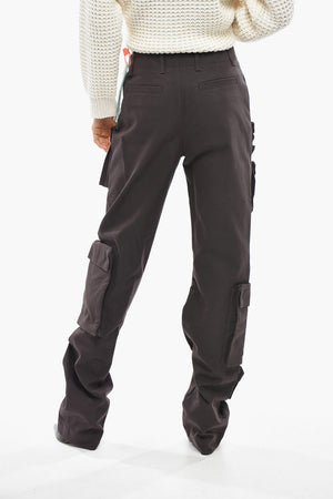 High-Waisted Cotton-Blend Cargo Pants