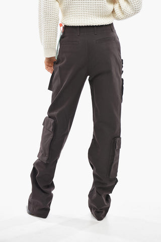 Pantaloni Cargo in Misto Cotone a Vita Alta