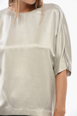 GIORGIO Satin Blouse in Solid Color