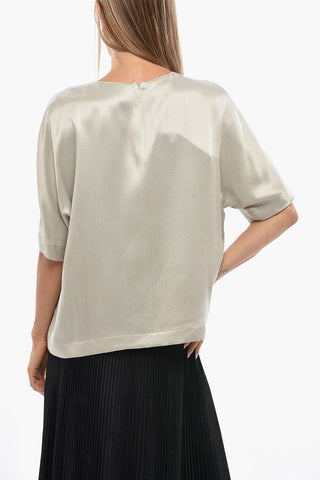 GIORGIO Satin Blouse in Solid Color