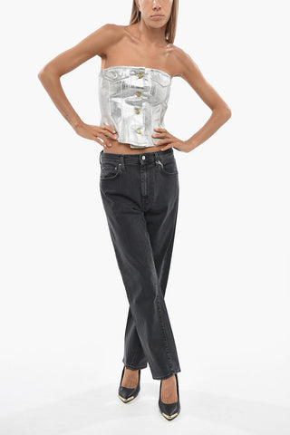 Metallic Cotton Top With Doarti-Effect Buttons