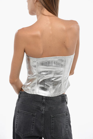 Metallic Cotton Top With Doarti-Effect Buttons