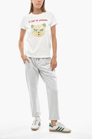 Rundhals-T-Shirt LE CHAT DE LA MAISON aus Baumwolljersey mit Frontstickerei