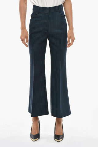 Hoch taillierte ausgestellte Hose mit Streifenmuster