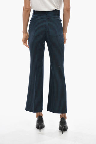 Hoch taillierte ausgestellte Hose mit Streifenmuster