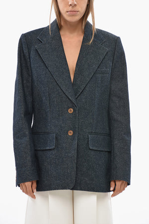 Denim Jacket with Logo Button and Contrast Detail
