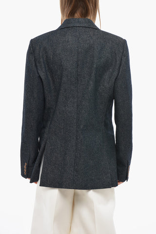 Denim Jacket with Logo Button and Contrast Detail