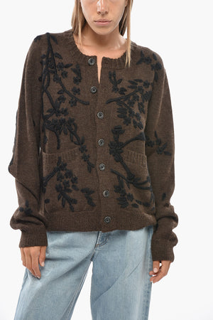 Cardigan aus Alpaka BLOSSOM mit floralen Stickereien