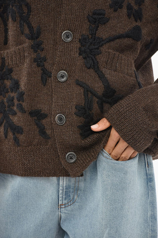 Alpaca Cardigan BLOSSOM with Floral Embroidery