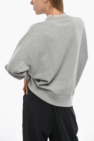 Felpa Girocollo Oversize con Maxi Ricamo Logo Frontale