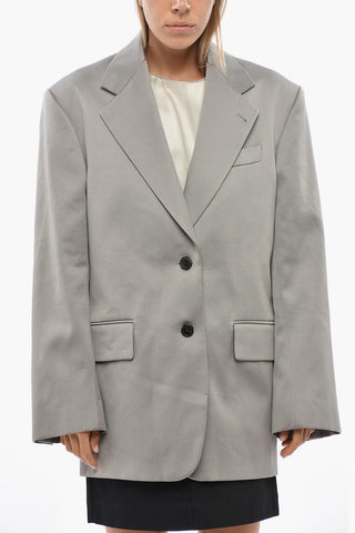 Two-Button Cotton Blazer with Classic Lapel