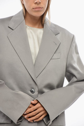 Two-Button Cotton Blazer with Classic Lapel