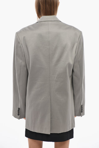 Two-Button Cotton Blazer with Classic Lapel