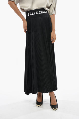 Plissé Midi Circle Skirt with All-Over Logo