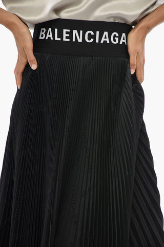 Plissé Midi Circle Skirt with All-Over Logo